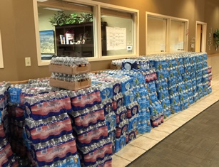 Berkshire Hathaway Home Services Nevada Properties donated 49,000 bottles of water to the Las Vegas Rescue Mission this week.