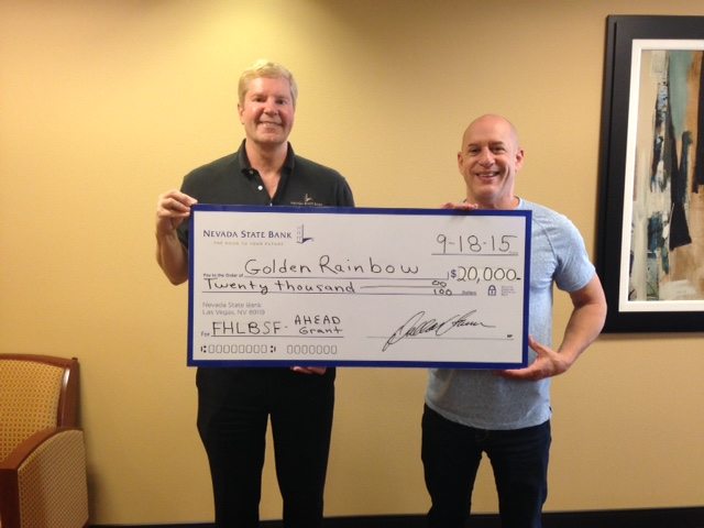 Nevada State Bank, through a partnership with the Federal Home Loan Bank of San Francisco, awarded a $20,000 AHEAD grant to Golden Rainbow of Nevada, Inc.