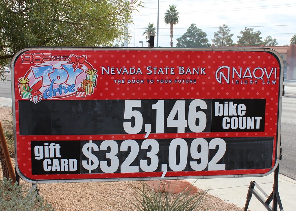 As a sponsor of the 17th annual 98.5 KLUC Toy Drive, Nevada State Bank is collecting new, unwrapped children’s toys and bikes from Nov. 23 to Dec. 4.