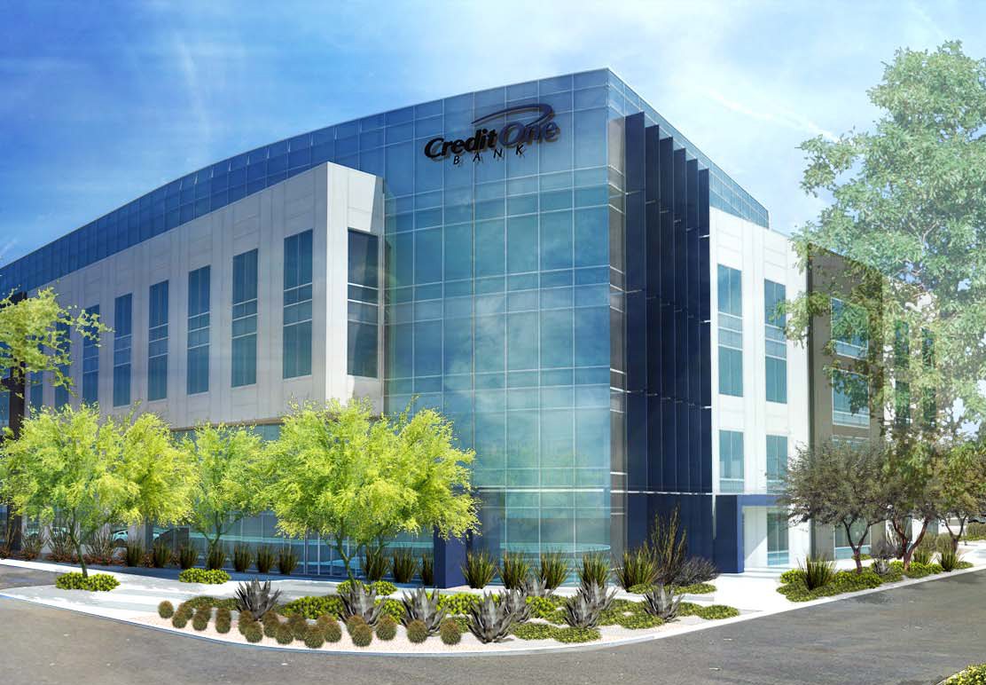 A rendering of Credit One Bank for Burke Construction