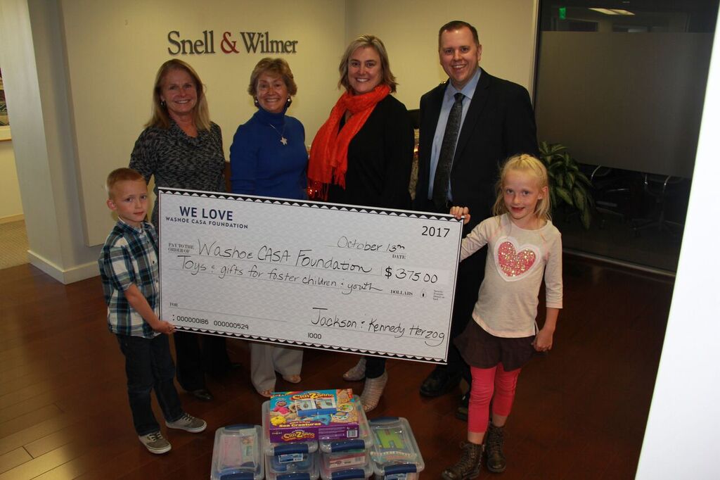 Members of the Washoe CASA Foundation met with local twins, Jackson and Kennedy Herzog, to graciously thank them for their heartfelt donation.