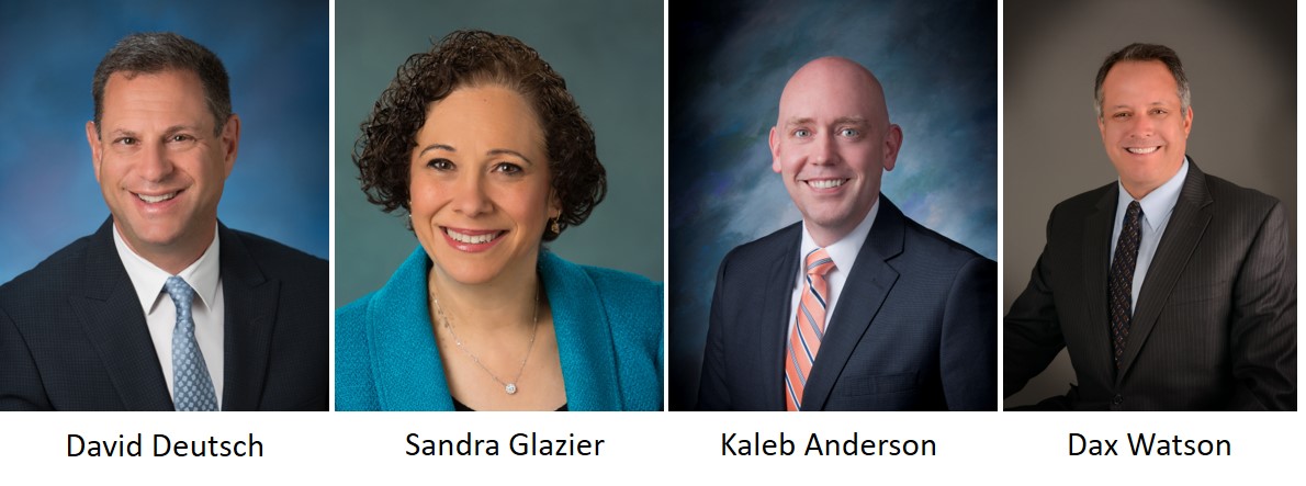 The Lipson Neilson law firm is pleased to announce that attorneys Kaleb D. Anderson, Dax R. Watson, David B. Deutsch and Sandra D. Glazier have been appointed equity partners of the firm.