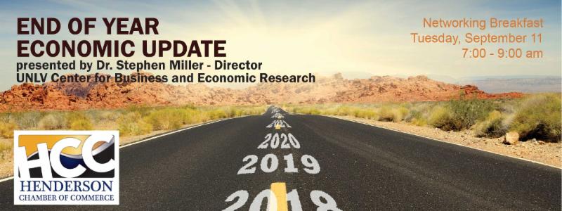 The Henderson Chamber of Commerce will host its monthly networking breakfast, “End of Year Economic Update,” presented by Dr. Stephen Miller.