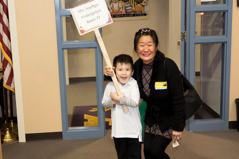 Eun Yoon and son at Steele Elementary School