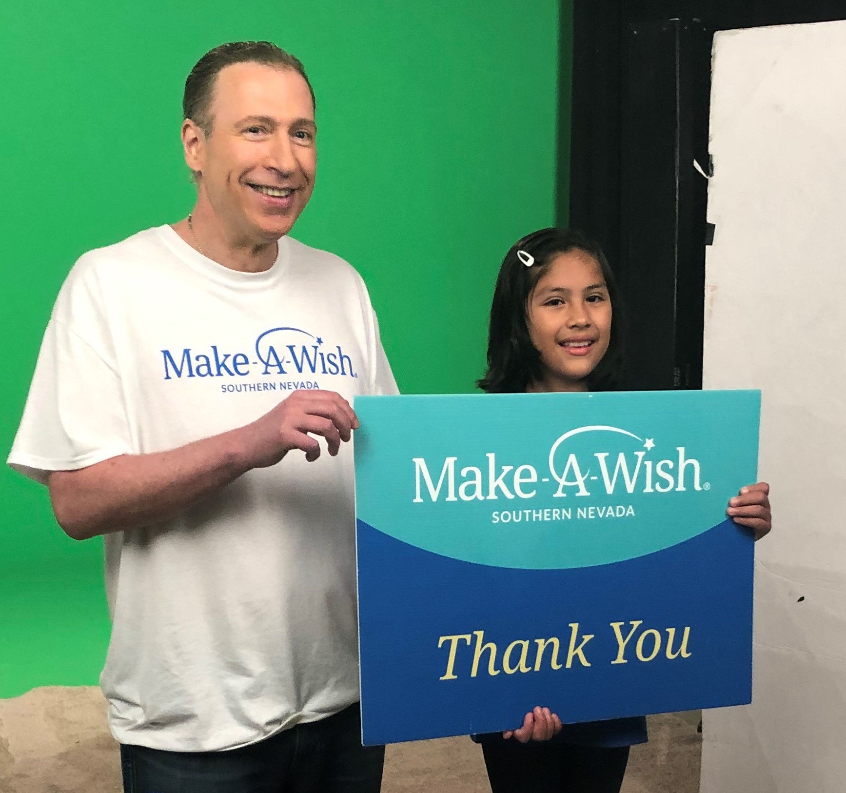 Attorney Adam Kutner with Make-A-Wish recipient Abigail announcing new media campaign  supporting Make-A-Wish Southern Nevada’s newly re-imagined Wishmaker® Club.