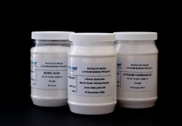 Rhyolite Ridge Ore sample products_ Lithium Hydroxide, Lithium Carbonate and Boric Acid-4c15fc58