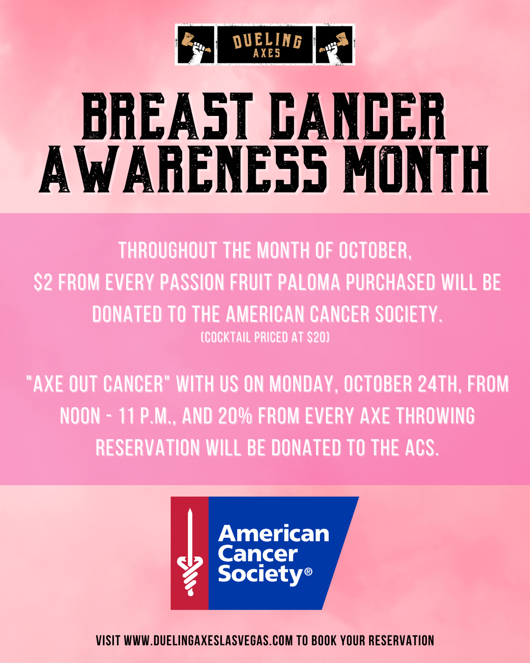 Breast Cancer Awareness Month at Dueling Axes Las Vegas