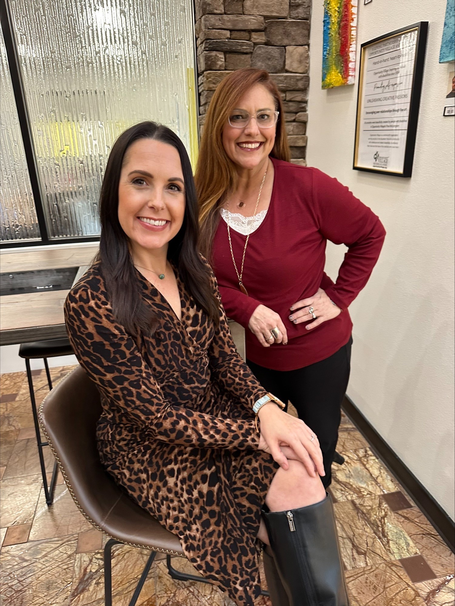 Money coach Lisa Chastain, left with Catalyst founder Sonia Petkewich, right