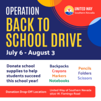 United Way of Southern Nevada Kicks Off Annual Operation Back to School Drive, July 6 – Aug. 3